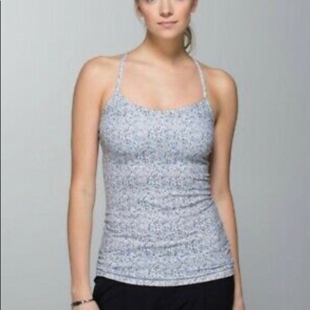 Lululemon power y tank sz10 petit fleur silver